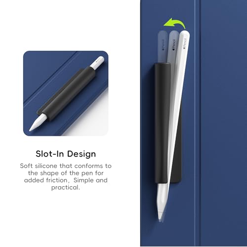 ELETIUO Silicone Pencil Holder Sleeve,Compatible with Apple Pencil (USB-C),Apple Pencil 1st/ 2nd Generation,Strong Adhesive Sticky Attached to iPad Case for Stylus Pens,Black