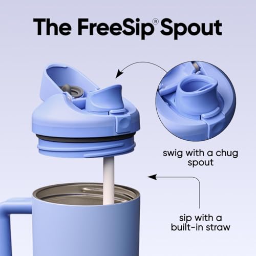 Image of Owala FreeSip Tumbler Insulated Stainless Steel Water Bottle with Built-in Straw and Side Handle, For Travel, Work, School, and Sports, 40oz, BPA Free, Leak Proof, Out of the Blue