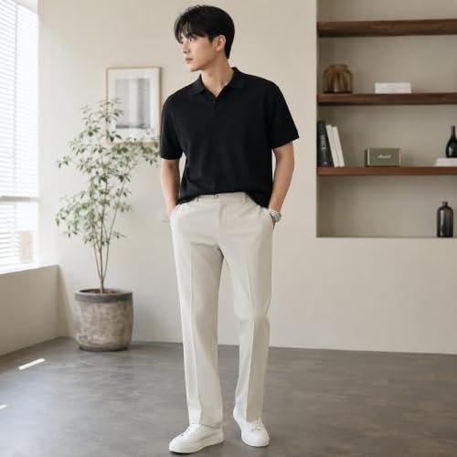 Generic Men's Korean Style Straight Fit Beige Trouser - Image 5