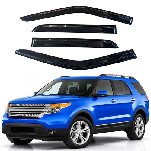 Image of IG Window Visors Fit for 2011-2019 Ford Explorer, Out-Channel Rain Guards Vent Wind Deflectors 4PC, Car Accessories for 11-19 Explorer