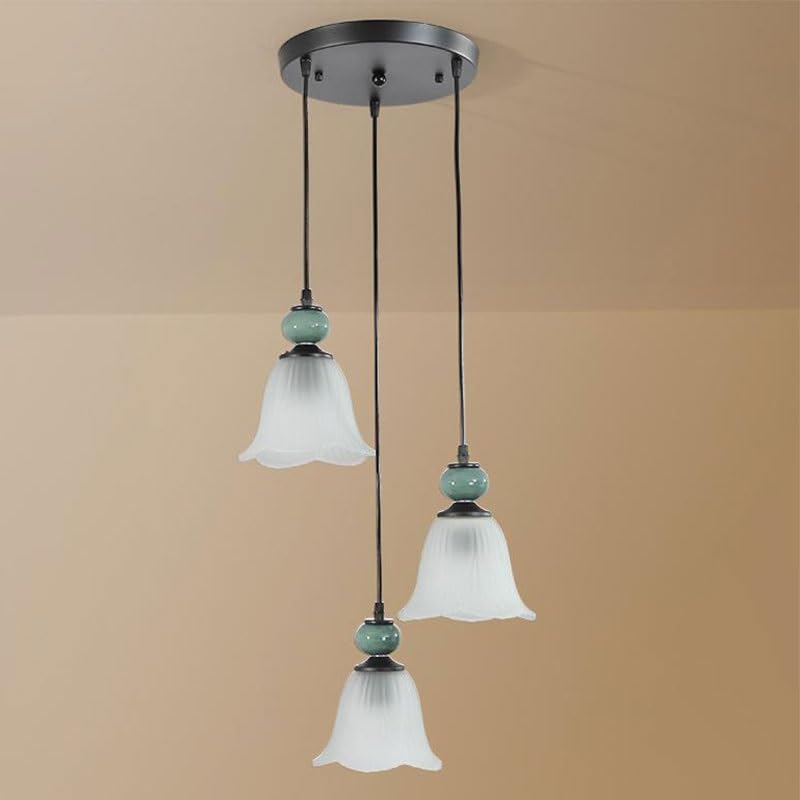 Luminaire suspendu en verre et céramique CGTENBS à 3 lumières réglables