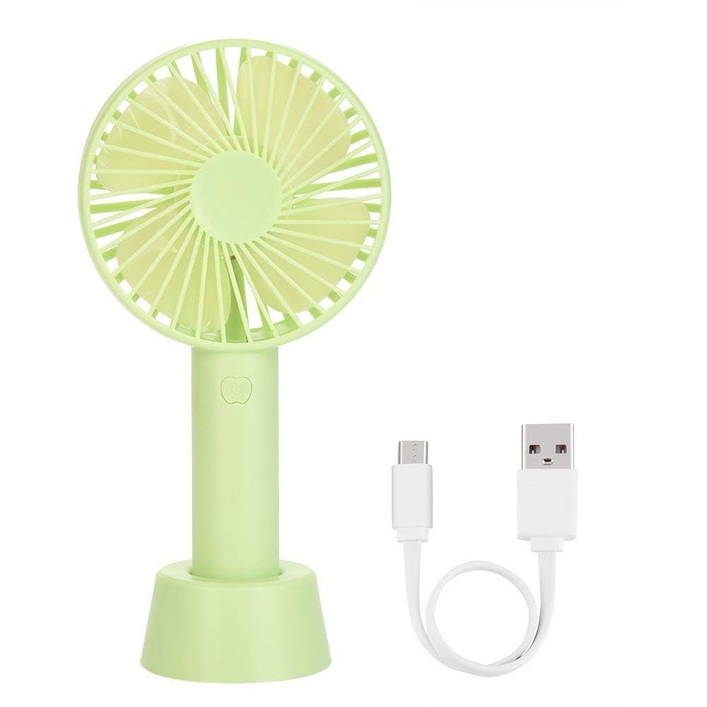 Portable Handheld Fan, USB Rechargeable, 3 Speed Settings, Mini Desk Fan with Stand, Green, for Office Bedroom Outdoor Travel-image-41