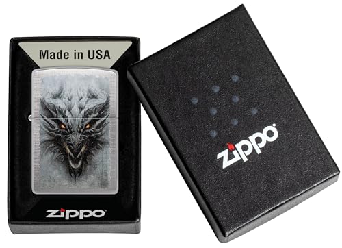 Image of Zippo Dragon Windproof Lighter - Fierce Mythical Creature Design, Matte Finish, Refillable