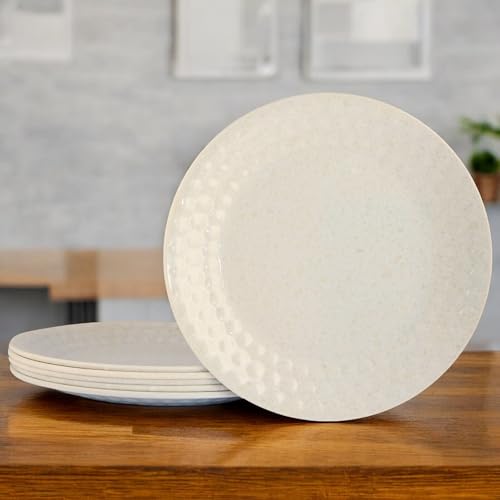 Image of Melamine Quarter Plates | Round Half Plate | Microwave Safe | Break Resistant | Plates for Snacks, Lunch, Dinner | Plates for Home, Office, Restaurant | Set of 6 | 7 Inch's (Ivory)