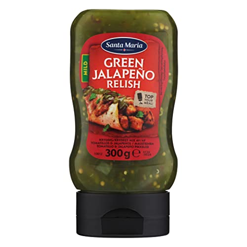 Santa Maria Green Jalapenos Relish, Salsa Jalapenos Dolce E Delicata, Con Peperoni Verdi Piccanti E Tomatillos, Ideale Per Arricchire I Piatti Della Cucina Tex-mex, color Rosso, 300 g