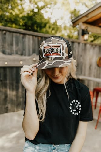 Image of Lane Frost Flat 6-Panel Western Trucker Hats for Men & Women | Flat Bill, Structured 6-Panel, Mesh Trucker Back, Adjustable Snapback, Western Style, One Size Fits Most, Rodeo Inspired Cap