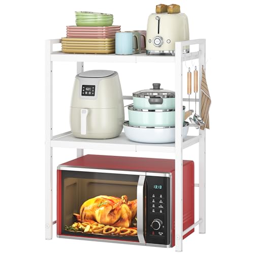 DOLALIKE Expandable Microwave Stand Kitchen Countertop Organizer, White