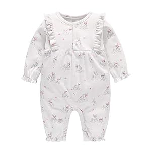 Baby nest Baby Clothes, Girls, Long Sleeve, Coveralls, Rompers, 100% Cotton, Open Front, Long Sleeve Bodyall, Newborn Clothes, Babies, 23.2 / 26.0 / 35.4 inches (59 / 66 / 73 / 80 / 90 cm)