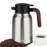 Vondior Thermoskanne 1L, Isolierkanne Kaffeekanne aus 304 Edelstahl, Getränkespender, Kaffeekaraffe für 36 Stunden heiße/kalte Flüssigkeiten, Geeignet Für Partygetränke