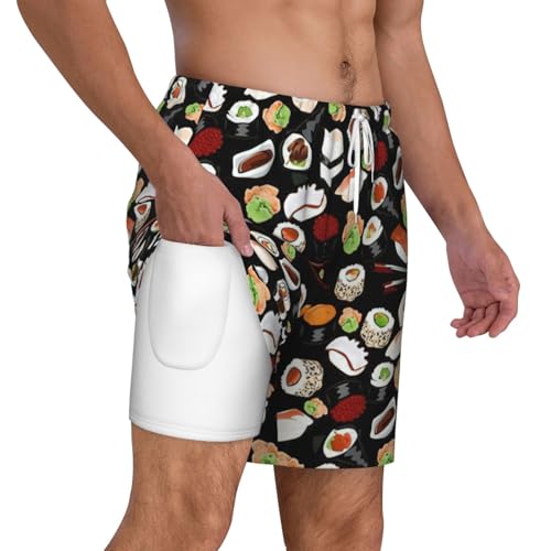 Japanese Sushi Black Breathable Fit Trends Men's Swim Trunks Board Short with Waist Elastic Band Swimming Trunks3