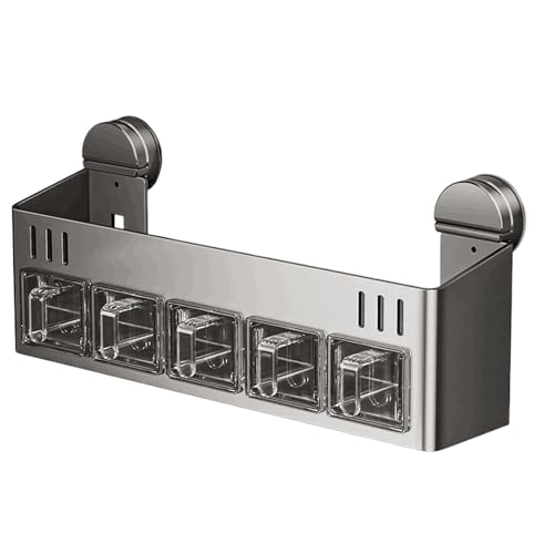 Generico Soporte para especias | Estantería de pared de doble nivel para recipientes de especias, portabarros sin taladrar para despensa aparador encimera cocina