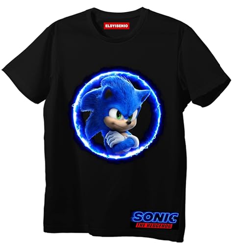 EL-DYI CLOTHING Sonic The Hedgehog design | Online Game | The Hedgehog Movie Logo Character Cotton T-Shirt for Kids (UAE/KSA Age 4 Years Regular black)