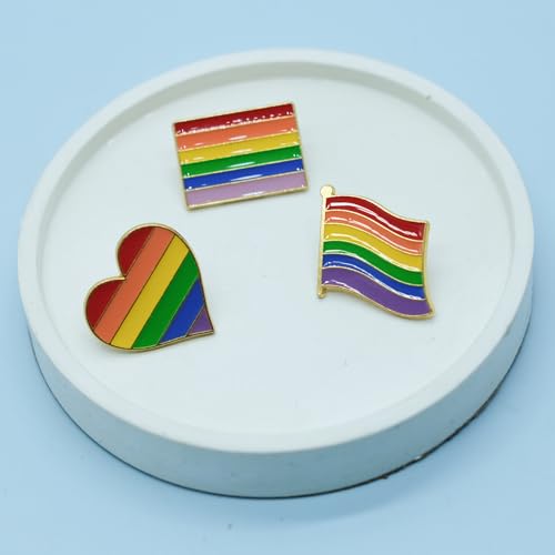 Image of LGBTQ Pins, Heart Rainbow Lapel Pin Brooch Badge for Pride Month Gay, Lesbian, Bi, Trans, Non Flag, LGBTQ+ Accessories for Clothes, Bags and Hats