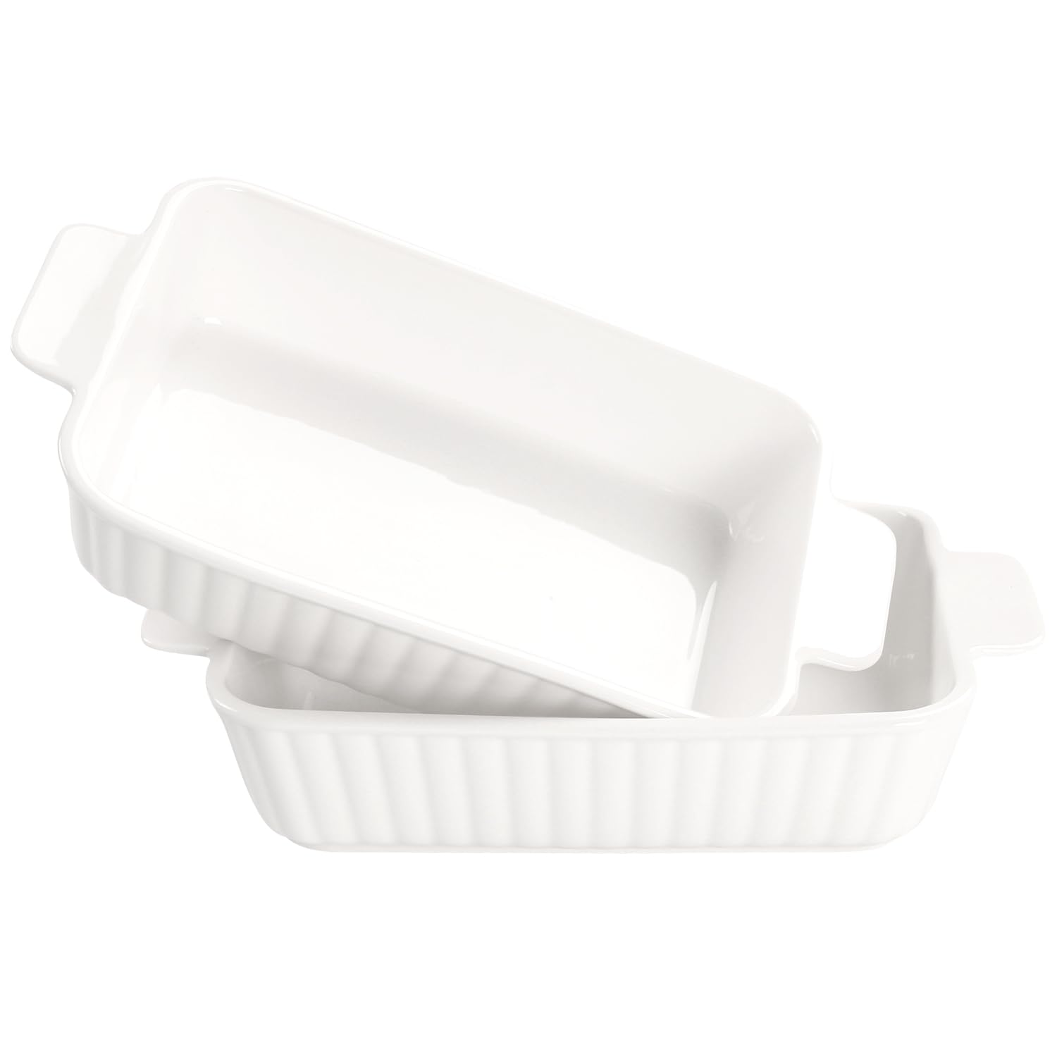 Lot de 2 plats de cuisson rectangulaires à gratin de 19,1 x 13,2 cm, en porcelaine, passent au four, à lasagnes, pour cocotte, assiette à tarte, pâtisserie, festonnée, pommes de terre,