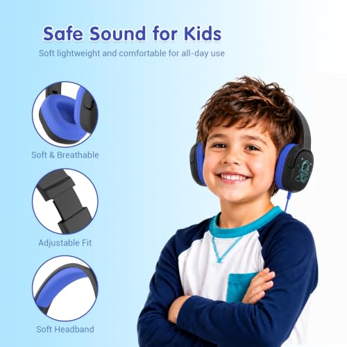 Image of ACESAK Backpack for Boys with Wired Headphones,Insulated Lunch Bag & Pencil Case, Boys Backpack Lightweight with 3.5mm Corded Headphones for School Kids Children Kindergarten Elementary(Dark Blue)