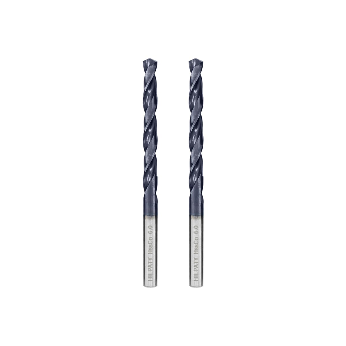 Cobalt Drill Bits 6.0mm x 2pcs M35 HSS Drill Bit for Metal, AlTiN Coating, Standard DIN 338