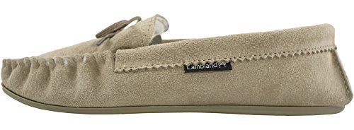 Lambland Men's UK Made Wool Lined Moccasins Rubber Sole Beige US 93