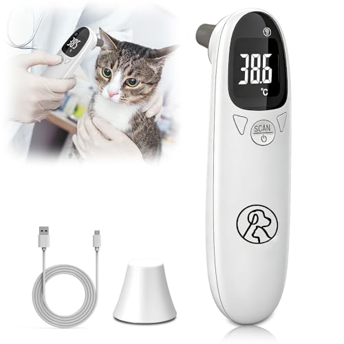 Ohrthermometer Hund, SGZIOO Fieberthermometer Hund, Fieberthermometer Katze mit LED Anzeige, 1fieberthermometer Pferd, Hunde fieberthermometers, Thermometer für Hunde, Katzen, Kühe, Ferd und Tiere