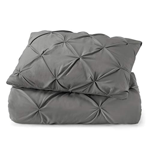 Image of Nestl Twin Comforter Set Pinch Pleat Comforter, Bedding Comforter Sets, Comforter Set for Twin Bed, Pintuck Comforter Set Twin /Twin XL Size, Down Comforter with 1 Pillow Sham, 2-Piece - Gray