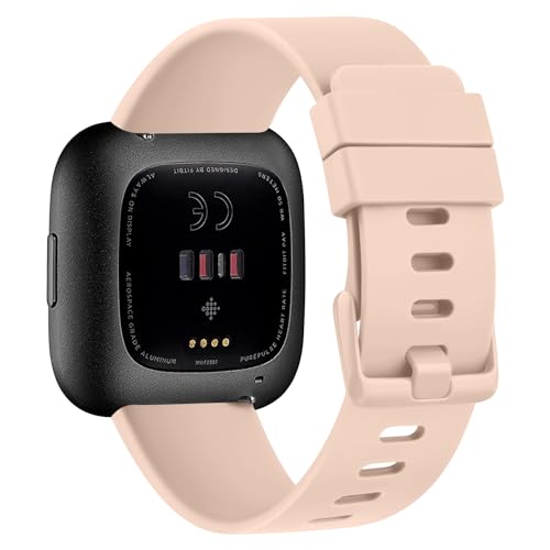 Strap for Fitbit Versa 2 Straps/Fitbit Versa Strap/Fitbit Versa Lite Strap for Women Men, Silicone Sport Classic Replacement Straps Compatible with Fitbit Versa Lite/Fitbit Versa 2(L,Pink Sand) - Image 4