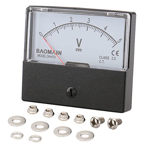 Image of BAOMAIN DH-670 DC 0-5V Class 2.5 Analog Panel Volt Meter | DC 0-5V panel voltmeter for easy voltage testing. Class 2.5 accuracy with clear scale.