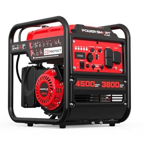 Image of PowerSmart 4500W Portable Generator with CO Alarm, Inverter Technology, Gas Generator for Home Use, Emergency, Camping, EPA Compliant, Parallel Ready