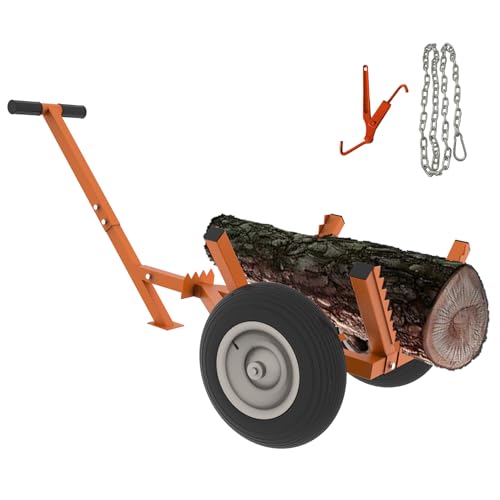 Log Dolly with Load Binder & Chain, Upgraded Heavy Duty Log Skidding Arch with 16