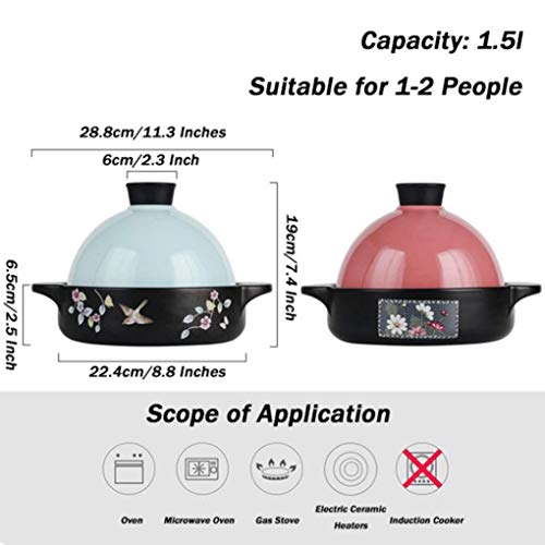 Myyingbin Moroccan Tagine Pot Ceramic Slow Cooker Suitable For Oven Microwave Oven Gas Stove Electric Ceramic Stove, 1.5 Liter, Pink #TOP1