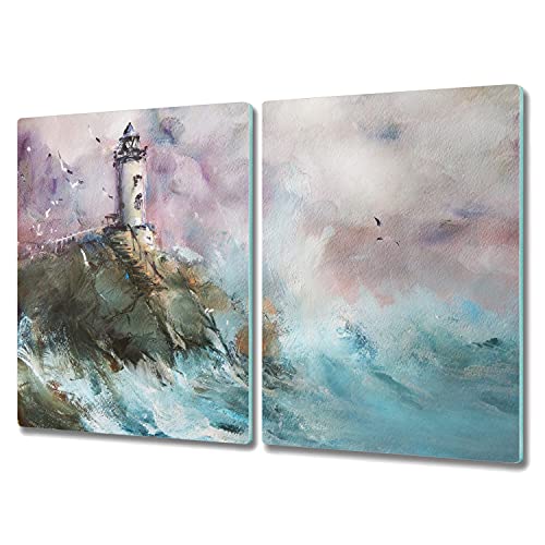 Planche à découper en verre 2x40x52cm motif phare pour induction - 2