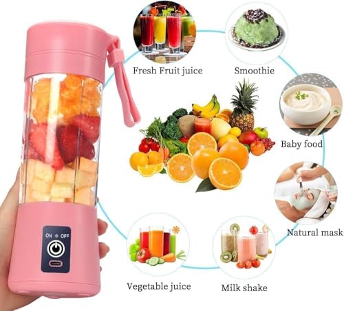 Image of Portable Electric Blender | USB Rechargeable Smoothie Maker | Mini Personal Juicer with 6 Blades | Fruit Mixer for Juices & Shakes | Auto-Stop After 40s