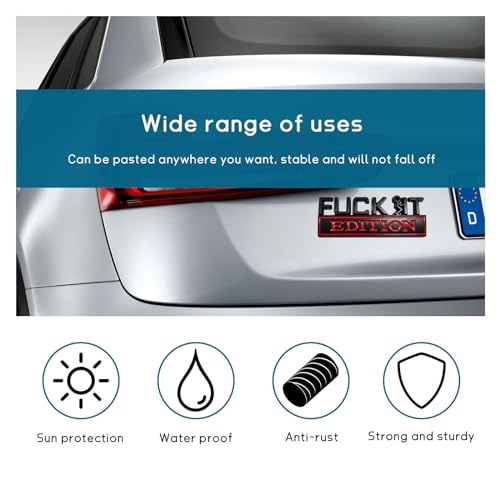 Image of Dickno 2PCS Fuck It Edition Emblem for Car, Auto Fender Bumper Decoration Stickers, Vehicle 3D Side Fender Rear Trunk Decal Badge, Universal Exterior Accessories for Car (Silver & Black+Black & Red)