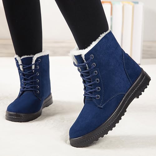Boots for Women Snow Suede Warmth Lace-Up Winter Ladies Shoes Durable and Traction4