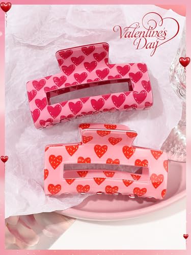 Hair Claw Clips for Women - 2 Pcs Acrylic Square Non-Slip Durable...