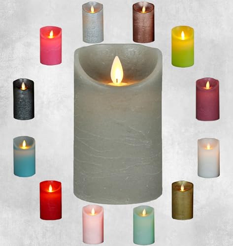 Grauer Adventskranz 18 LED Echtwachskerze realistische Kerze viele Farben mit Timer...