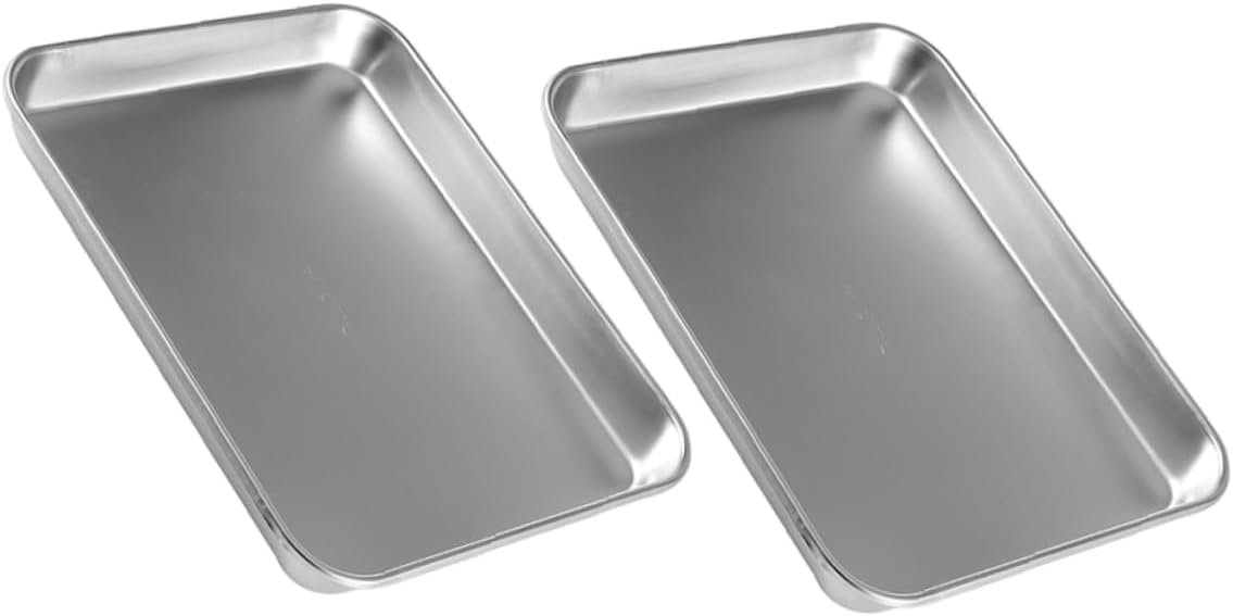 2pcs Stainless Steel Trays Instrument Organizing Plate Flat Bottom Design for Safe Storage of Instruments Versatile for Healthcare Facilities