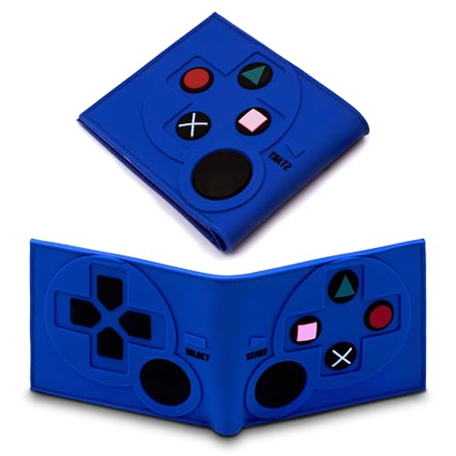 Image of Game Controller Wallets For Kids, Man, Teen Bifold Wallet Multiple Card Slots and Coin Pocket Gamepad Silicone And PU Leather Surface Video Game Kids Wallet in Blue