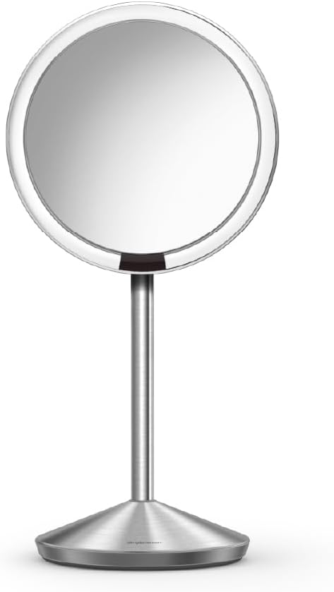 simplehuman Sensor Mirror: 10x Magnification Rechargeable 5-Inch Travel Makeup Mirror with Tru-Lux Light & Sensor Activation