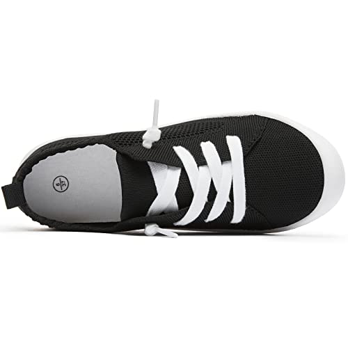Altocis Women's Breathe Mesh Slip On Sneakers, Ladies Classic Travel Loafers, Lightweight Low Top Fashion Sneakers, Cute Flying Woven Tennis Shoes(Black Us8) #TOP3