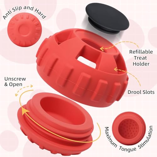 Image of Dog Chew Toys for Aggressive Chewers Large Medium Breeds, Puzzle Toys Interactive Treat Dispensing Slow Feeder Indestructible Durable Safe Rubber Teeth Clean Toys (Red Medium)