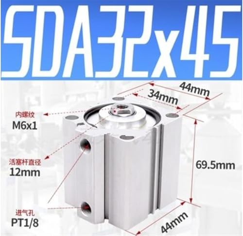 Cilindro neumático de aire serie SDA de 32 mm de diámetro y carrera de 45 mm 3