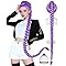 BESTBEL+Hair Cap 50 Inches 128cm Rumi Wig Long Purple Wigs for Women Purple Braid Wigs Rumi Cosplay Outfits Women Stage Party Anime Costume Cosplay Synthetic Hair for Halloween