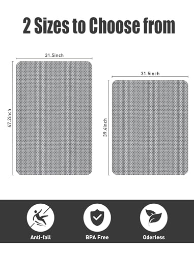 Image of Extra Large Non Slip Shower Mat, Yonala 47.2 inch x 31.5 Inch Trimmable PVC Shower Floor Mat for Textured, Uneven Floors, Quick Drain Anti Slip Bath Mat for Walk-in Shower, Bathroom, Tub