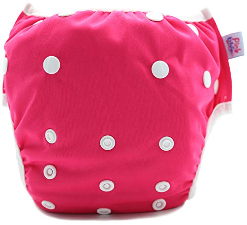PINK & BLUE - Pañal bebé de tela de baño reutilizable y ajustable en colores para niños y niñas (trajes de baño), talla (4-16 kg) - Ecológico, suave para la piel del bebé