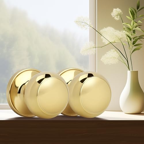 Moquin Gold Passage Door Knob Without Lock or Key, Non-Locking Interior Flat Ball Door Knob for Hallway or Closet, Polished Brass by Moquin - Used condition - Image 5