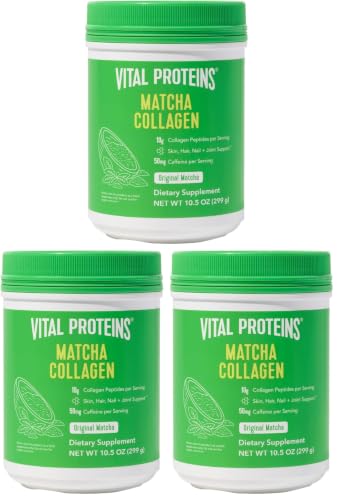 Vital Proteins Matcha Collagen Peptides Powder Supplement, Matcha Green Tea Powder, 10.5 oz, Original Flavored (Pack of 3)