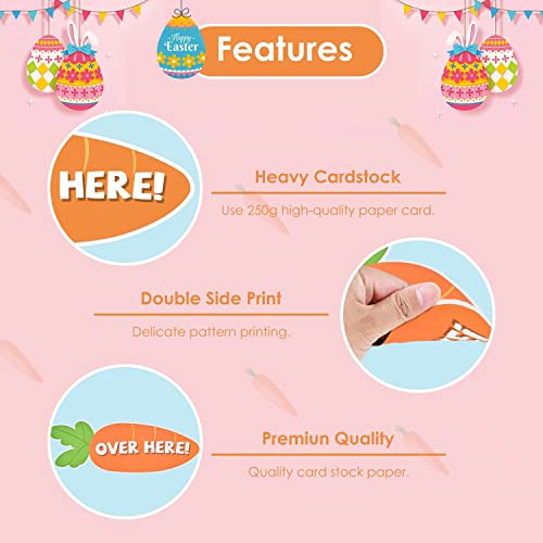 AhfuLife Easter Egg Hunt Signs Clues for Kids Easter Egg Hunt Kits Game Props with Sticks and 12pcs Bunny Feet for Garden Home Decoration Party Yard Lawn Courtyard - Image 3