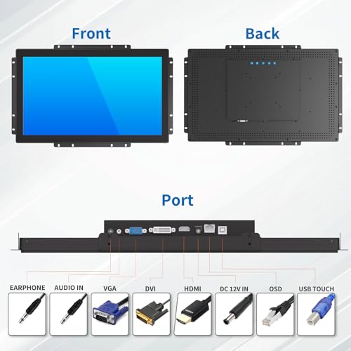 Image of 18.5 Inch Open Frame Touch Monitor, PCAP 10-Point Touch Industrial Touchscreen Monitor, with HDMI /VGA /DVI Interface, Active Matrix TFT LCD,LED Backlight, with VESA Mount