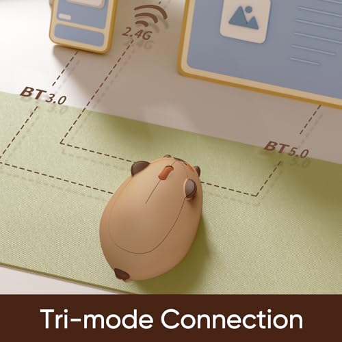 Image of Akko Wireless Gaming Mouse Capybara, Tri-Mode Mouse BT3.0 /BT5.0 /2.4G, Cute Optical Cordless Cartoon Mice for Computer /Laptop /Desktop /PC, Compatible with Mac /Win