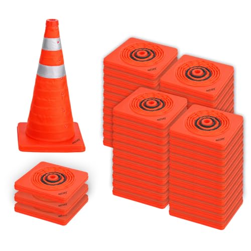 Image of BATTIFE 48 Pack 18 Inch Collapsible Traffic Cones, Orange Safety Cones