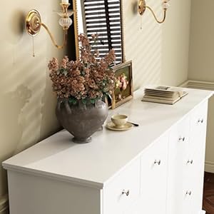 White Dresser 10 Drawer Dresser Wood Bedroom Dresser Chest of Drawers for Nursery Storage Drawer Organizer with Easy Pull Handle for Living Room Closet Hallway